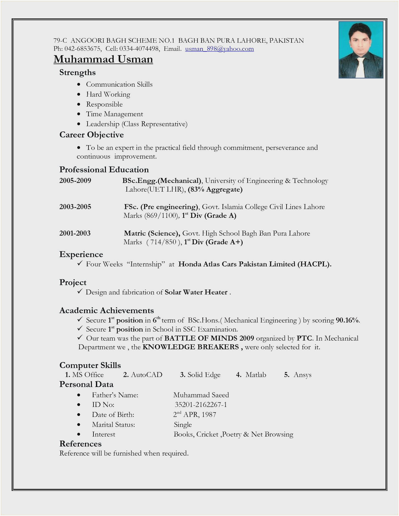 Civil Engineering Sample Resume for Freshers Sample Resume for Experienced Civil Engineer In India