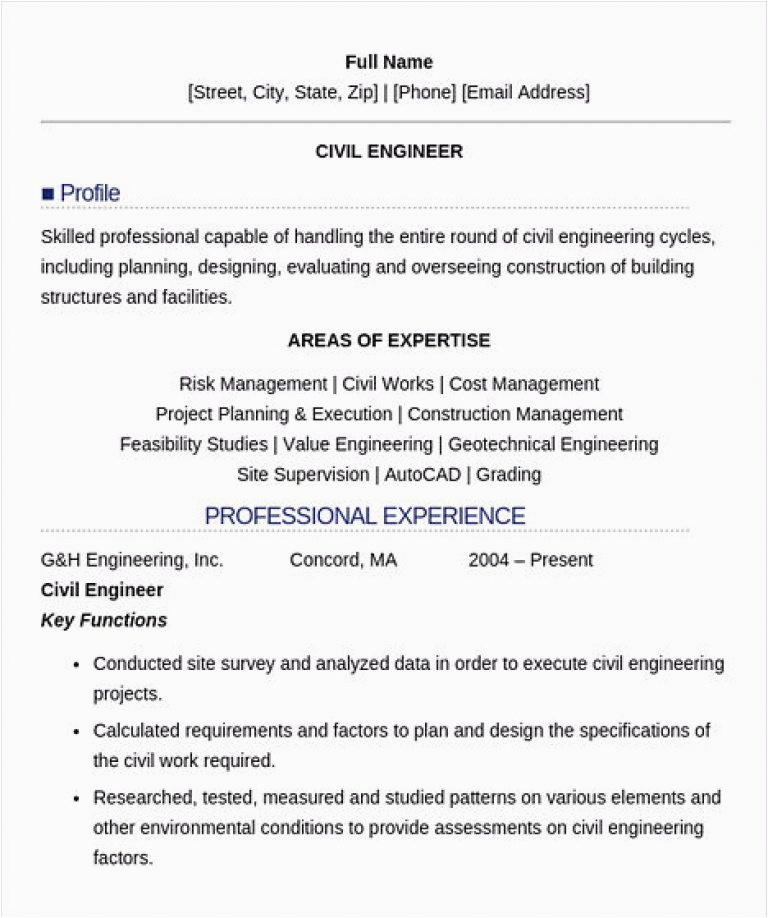 Civil Engineering Sample Resume for Freshers some Necessary Keys for Civil Engineering Resume