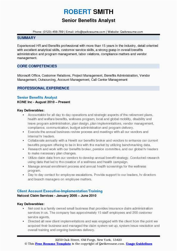 Compensation and Benefits Analyst Resume Sample Benefits Analyst Resume Samples