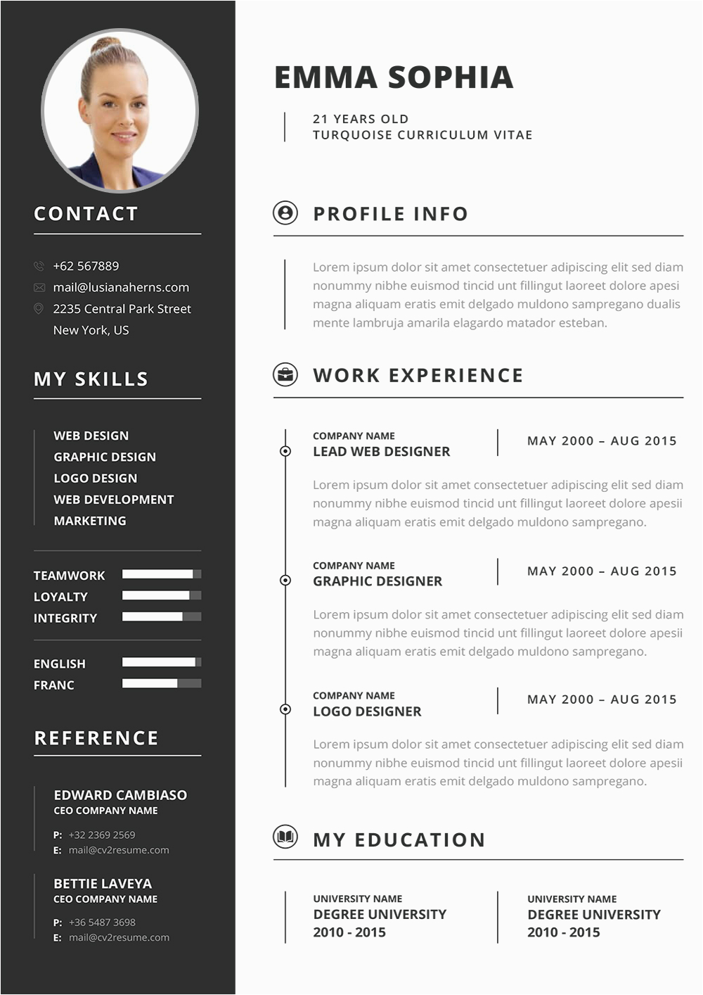 Download Curriculum Vitae Cv Resume Templates Turquoise Curriculum Vitae Template Templates Cv to