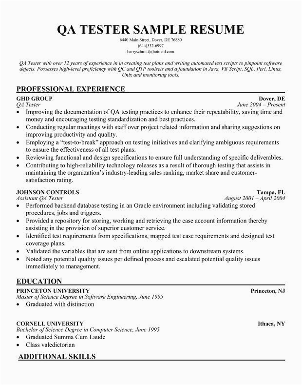 Entry Level and First Job Resume Templates Entry Level Qa Resume Fresh Sample Resume May 2016 In 2020