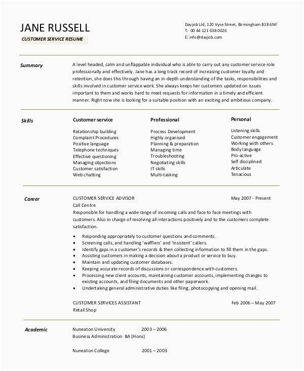 Entry Level Customer Service Resume Template Entry Level Customer Service Resume Best 11 Customer