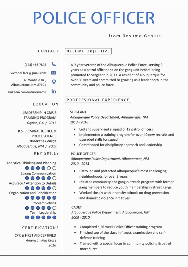 Entry Level Law Enforcement Resume Template Free Police Ficer Resume Template with Clean and Simple