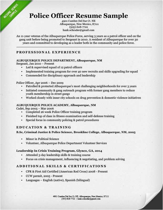 Entry Level Law Enforcement Resume Template Resume for Law Enforcement Resume Sample