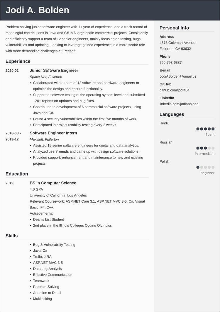 Entry Level software Engineer Resume Template Entry Level software Engineer Resume—sample and Tips Entry Level software Engineer Resume Template Entry Level software Engineer Resume—sample and Tips