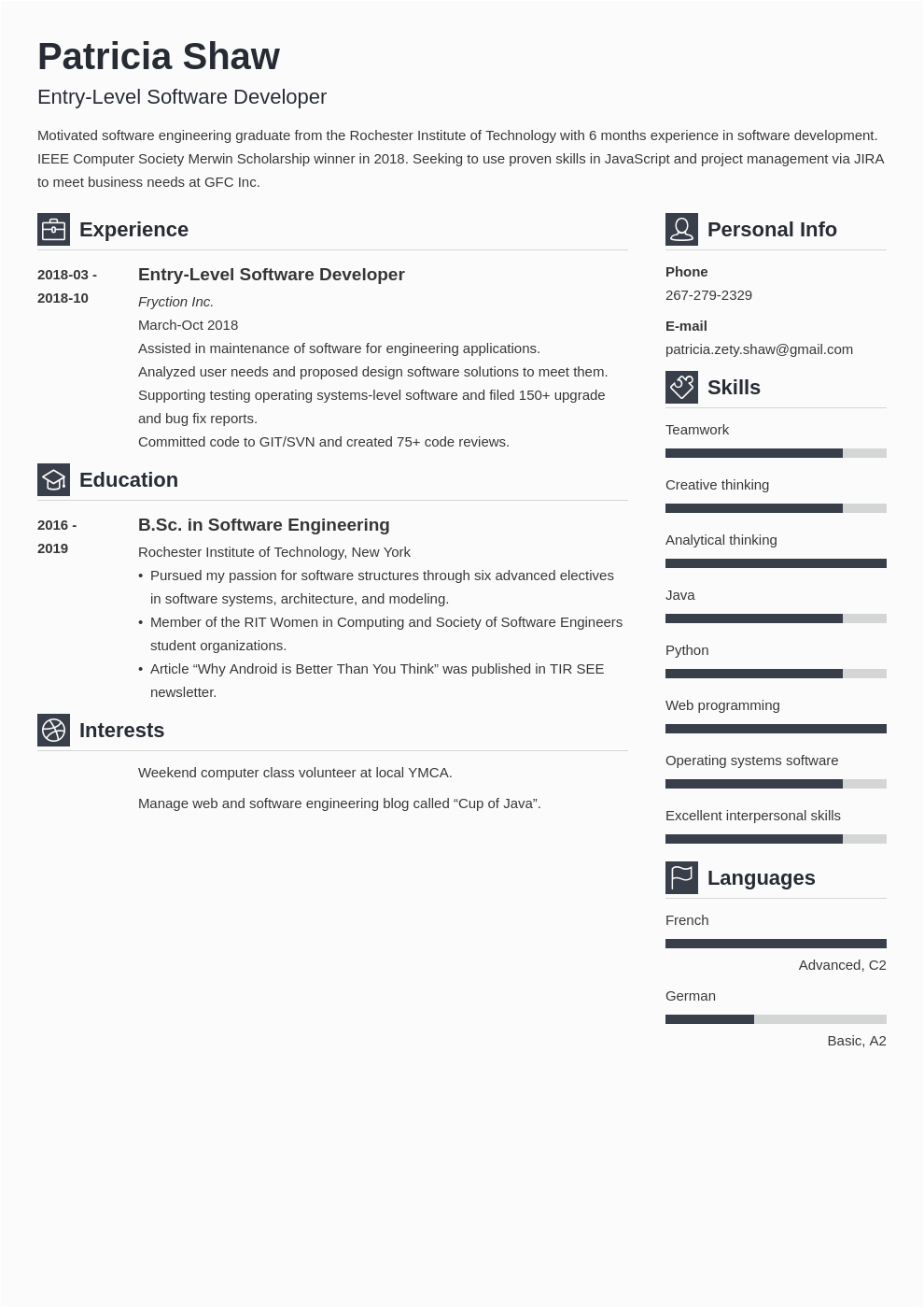 Entry Level software Engineer Resume Template Entry Level software Engineer Resume Sample & Guide