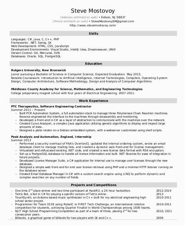Entry Level software Engineer Resume Template software Engineer Resume Example 15 Free Word Pdf