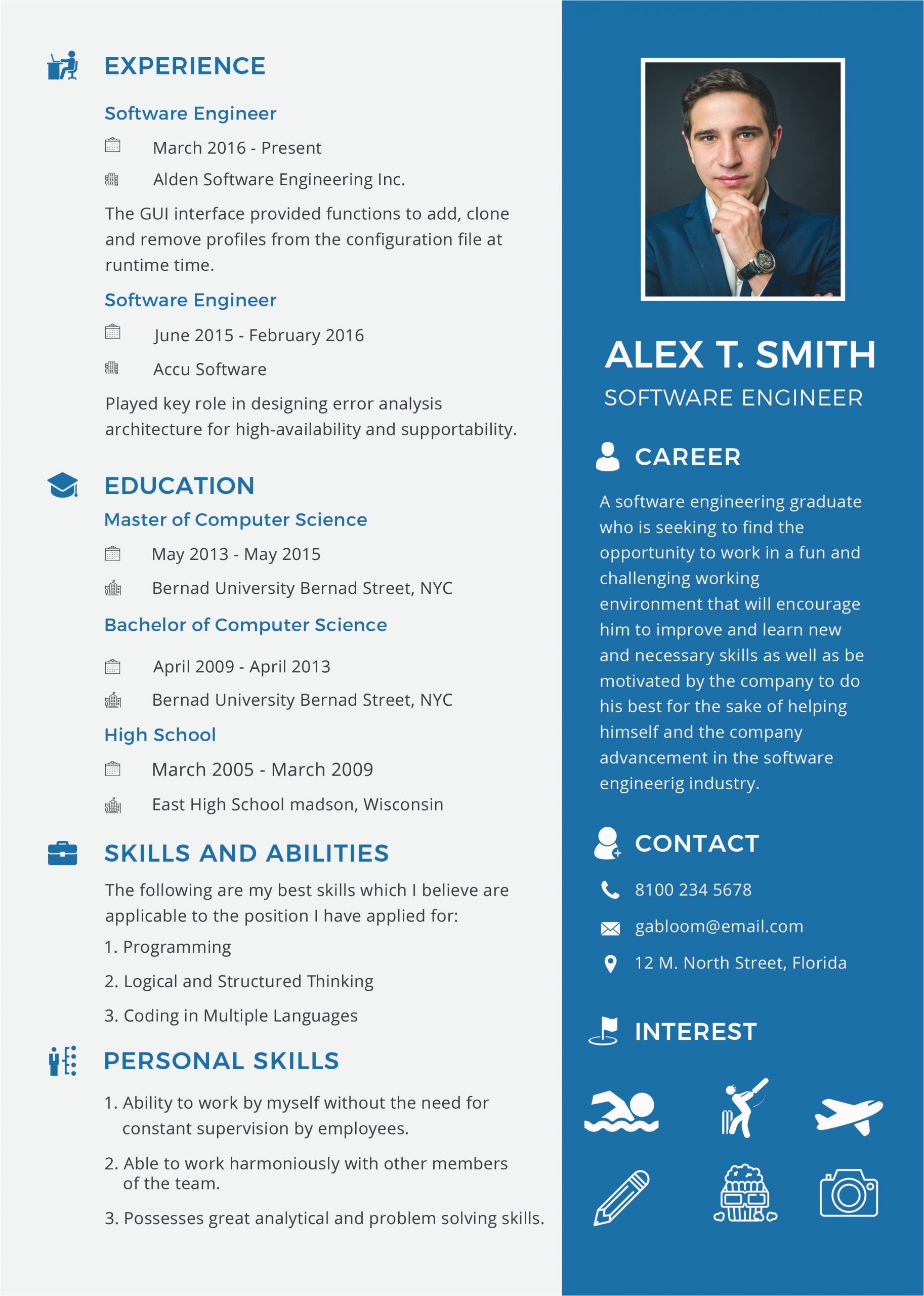 Experienced software Engineer Resume Template Free Download Resume for software Engineer Fresher Template