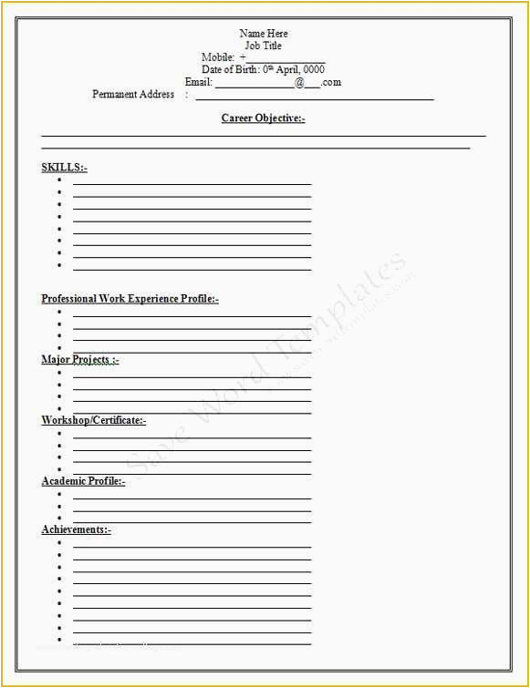 Fill In the Blank Functional Resume Template Free Printable Fill In the Blank Resume Templates Blank