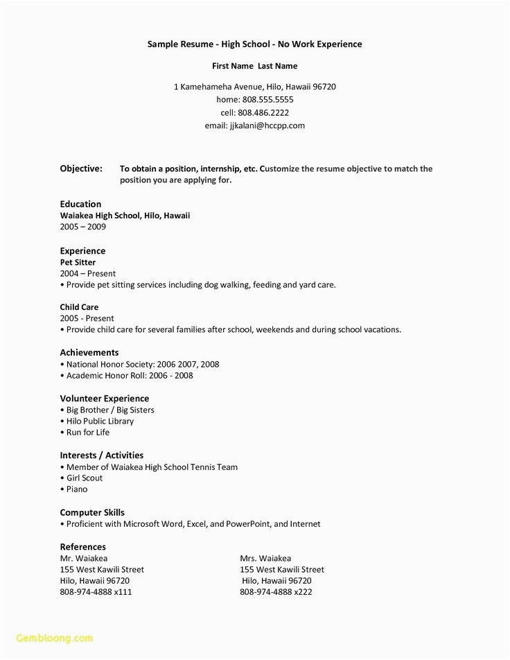 First Time Resume Template for High School Student 40 First Time Job Resume In 2020