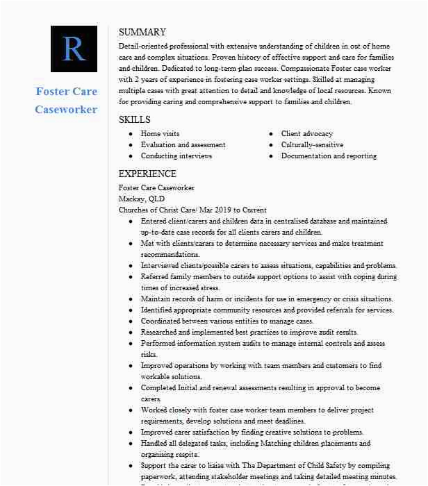 Foster School Of Business Resume Template Foster Care Supervisor Resume Example Children S Home