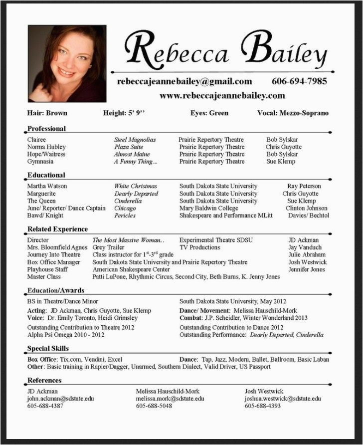 Free Acting Resume Template with Photo Pin by Kaila Reed On Production Acting