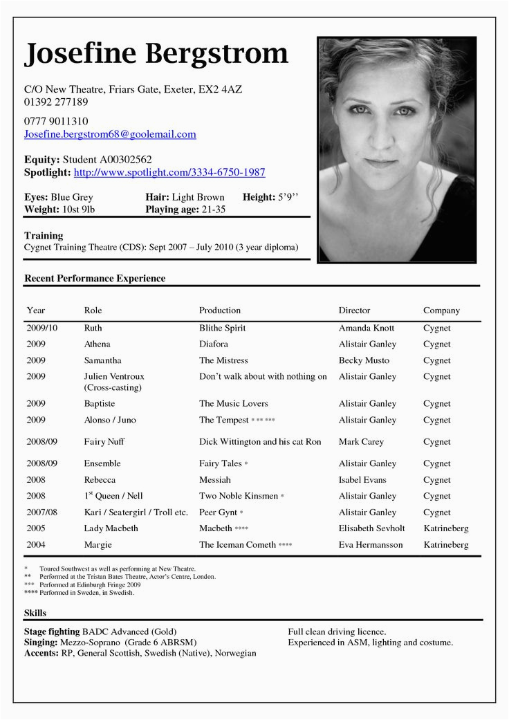 Free Acting Resume Template with Photo Resume Templates Free Acting Resume Template with Photo Resume Templates
