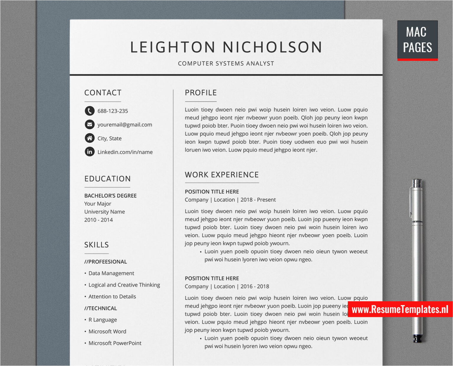 Free Apple Pages Resume Template Download for Mac Pages Simple Cv Template Resume Template for