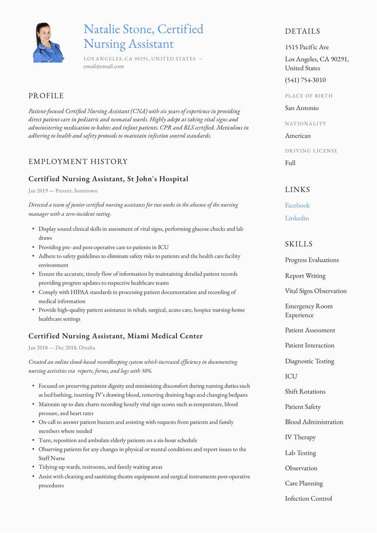 Free Certified Nursing assistant Resume Template Modern Certified Nursing assistant Resume Template
