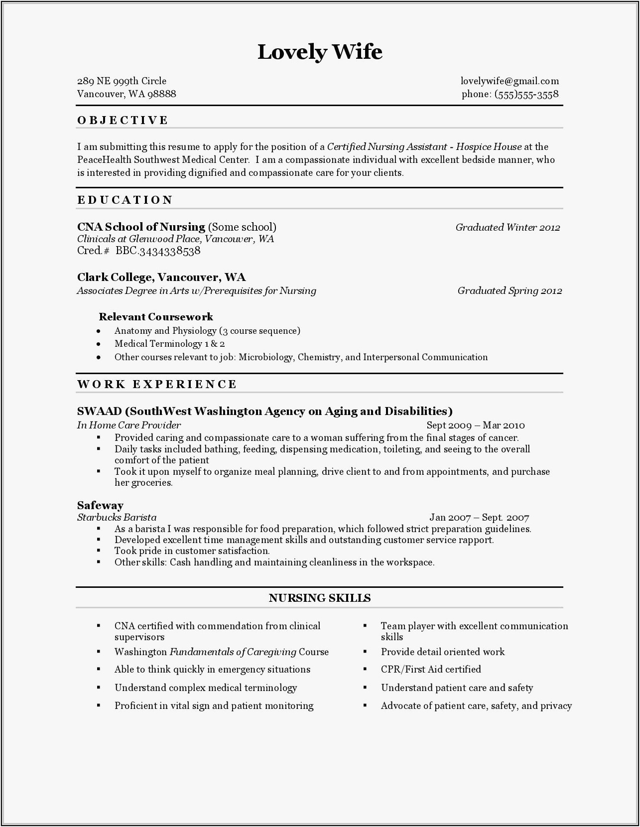Free Certified Nursing assistant Resume Template New Certified Nursing assistant Resume Samples