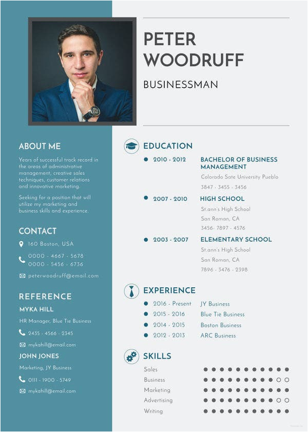 Free Download Resume Template with Picture 30 Business Resume Templates Pdf Doc