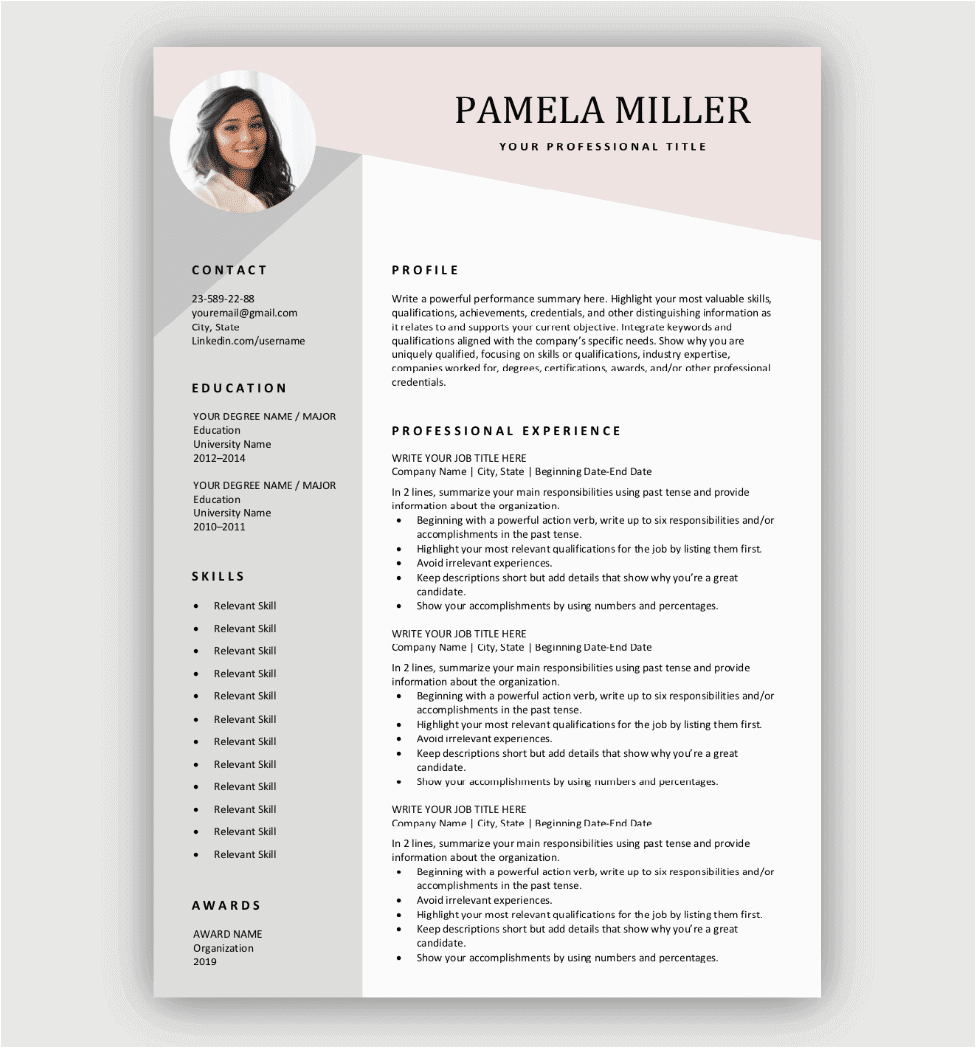 Free Download Resume Template with Picture Free Resume Templates for Microsoft Word