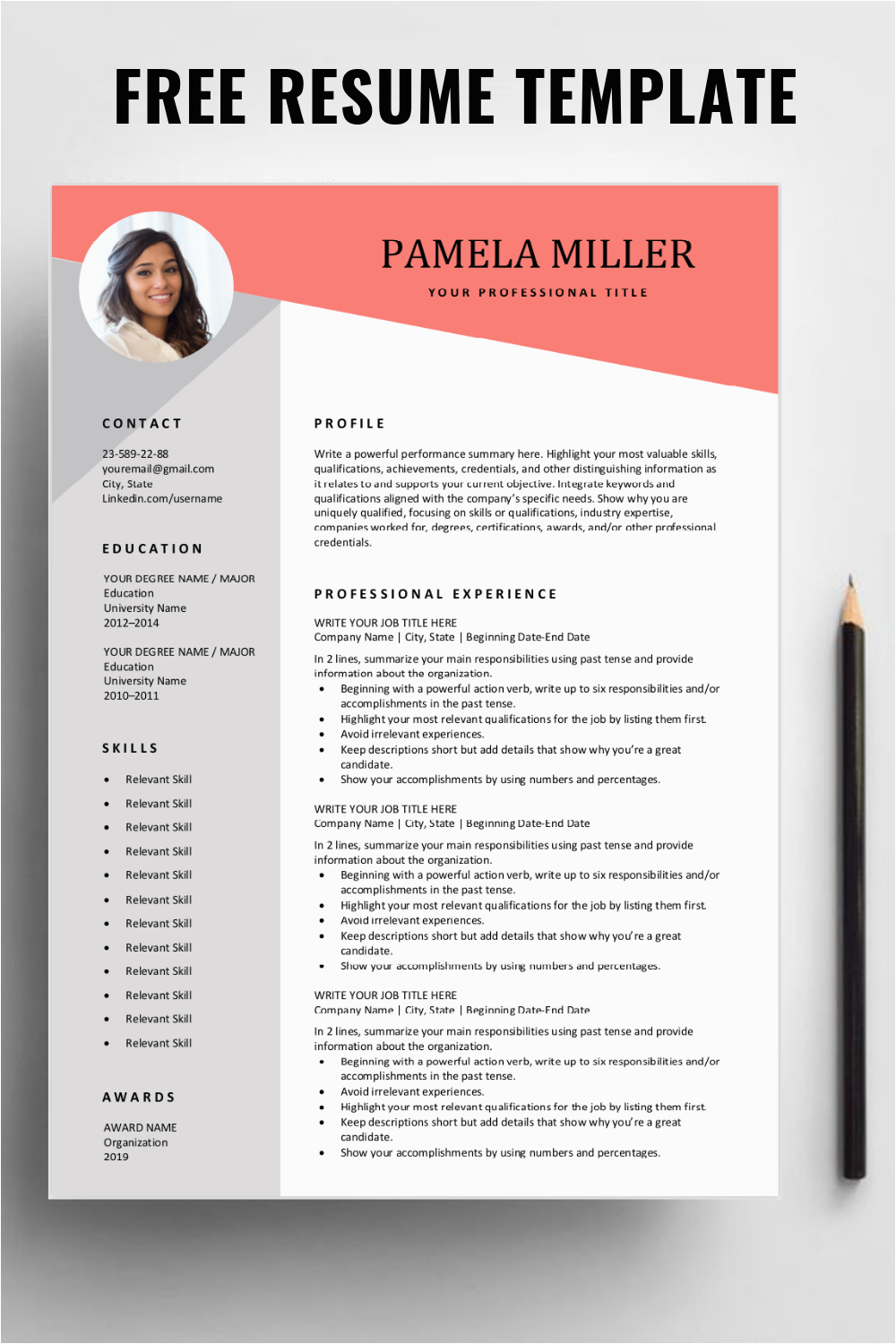 Free Download Resume Templates with Photo Free Resume Template