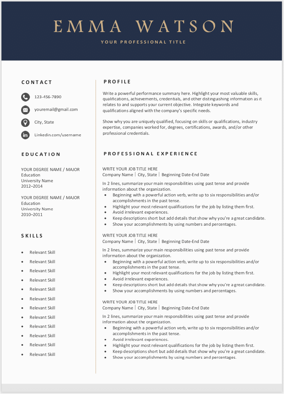 Free Easy to Use Resume Templates Modern Resume Template Download for Free