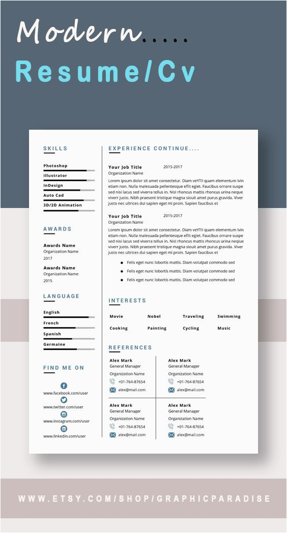 Free Easy to Use Resume Templates Resume Template Professional Resume Template Instant