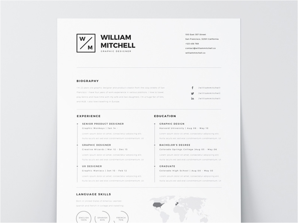 Free Minimalistic and Clean Resume Template Best Free Resume Templates for Designers