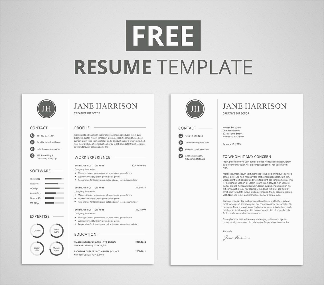 Free Modern Resume and Cover Letter Templates Free Modern Resume Template that Es with Matching Cover