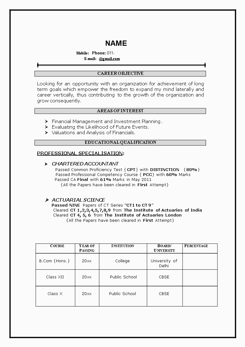 Free Resume Template Download for Freshers Fresher Resume