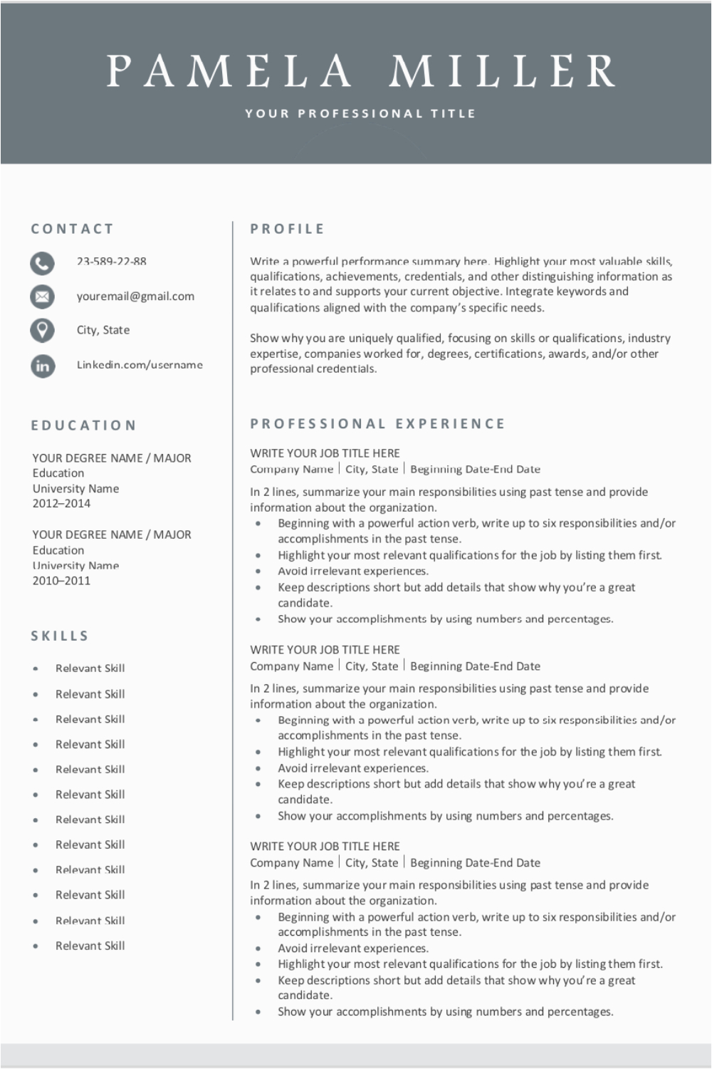 Free Resume Templates for It Professionals Free Resume Template