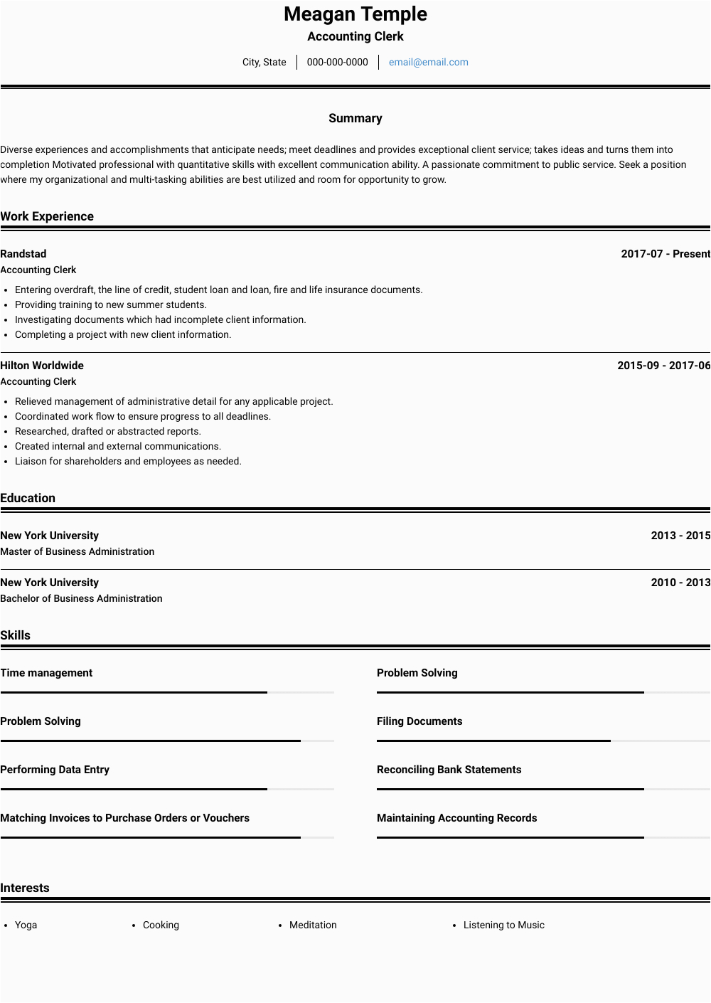 Free Sample Resume for Accounting Clerk Accounting Clerk Resume Samples and Templates