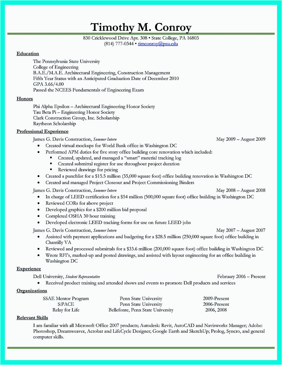 Good Resume Templates for College Students Best College Student Resume Example to Get Job Instantly