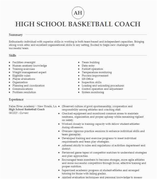 High School Basketball Coach Resume Sample High School Basketball Coach Resume Example Central High