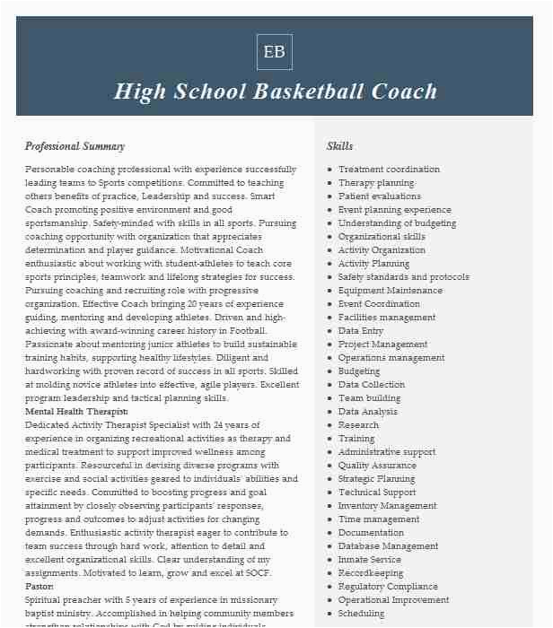 High School Basketball Coach Resume Sample High School Basketball Coach Resume Example Los Alamitos