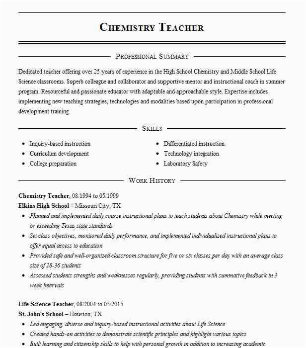 High School Chemistry Teacher Resume Samples Chemistry Teacher Resume Example Foundation Federico