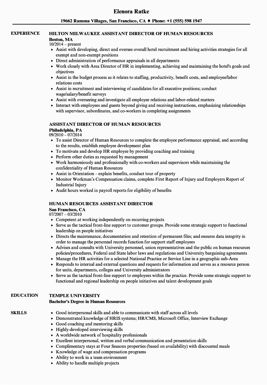 Human Resources Administrative assistant Resume Sample Human Resources assistant Director Resume Samples