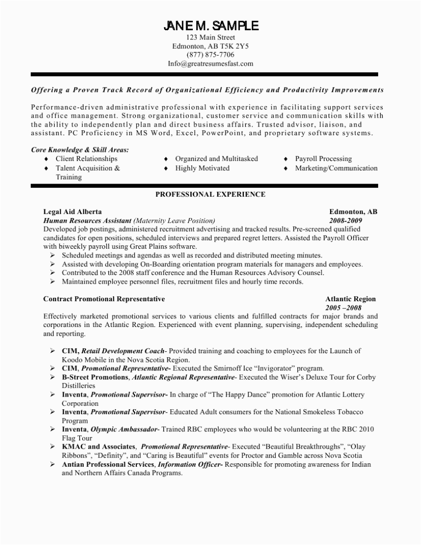 Human Resources Administrative assistant Resume Sample Human Resources assistant Resume