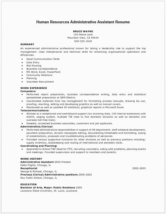 Human Resources Administrative assistant Resume Sample Human Resources Resume Examples