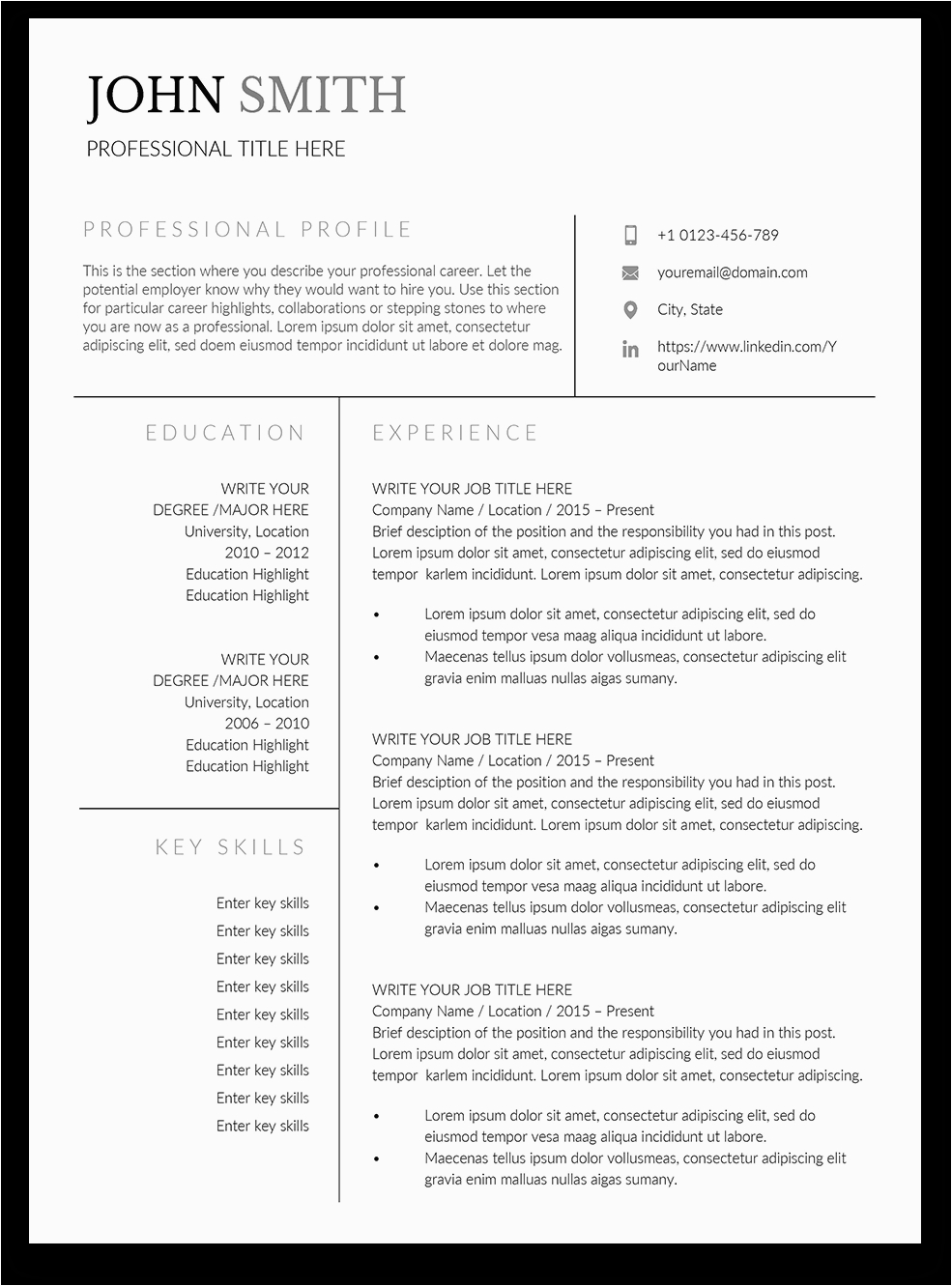 I Need A Free Resume Template Download 1 Page Free Resume Template