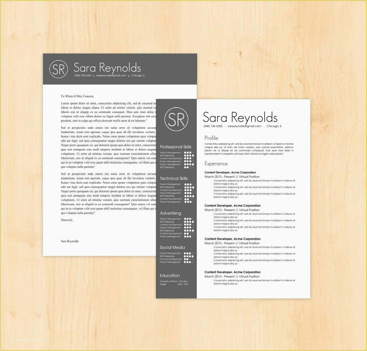 Matching Resume and Cover Letter Templates Free Matching Cover Letter and Resume Templates Resume