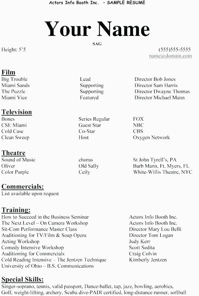 Resume for Beginners with No Experience Sample Child Acting Resume Template No Experience Template Walls