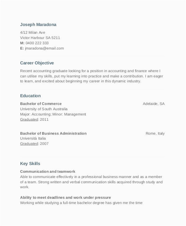 Resume Sample for Fresh Graduate Accounting 35 Accountant Resume Design Templates Pdf Doc