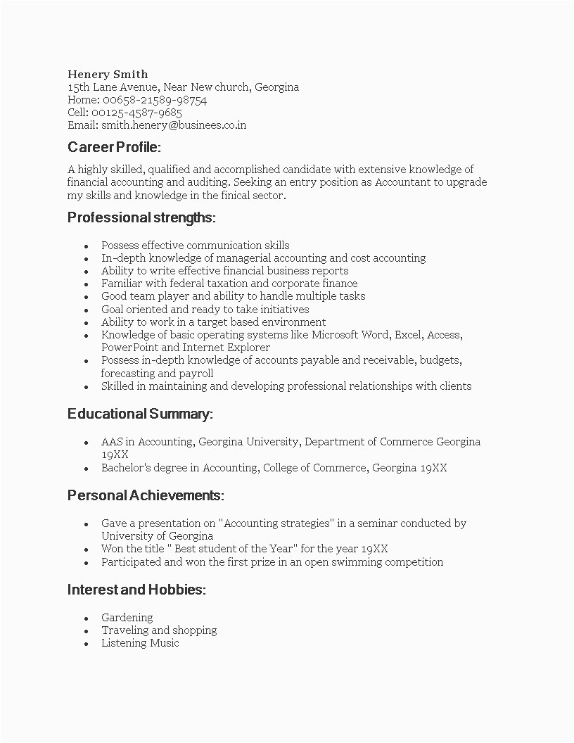 Resume Sample for Fresh Graduate Accounting Resume Sample for Fresh Graduate Accounting