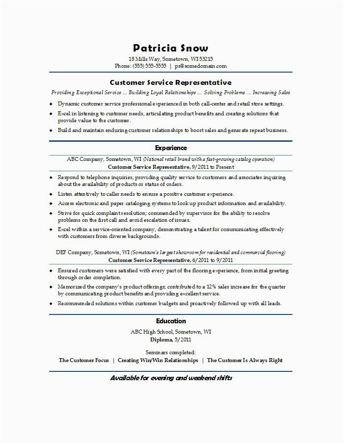 Resume Template for Customer Service Representative 22 Best Customer Service Representative Resume Templates