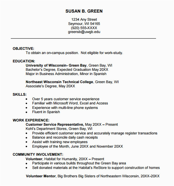Resume Template for Freshman College Student Free 8 Sample College Resume Templates In Ms Word