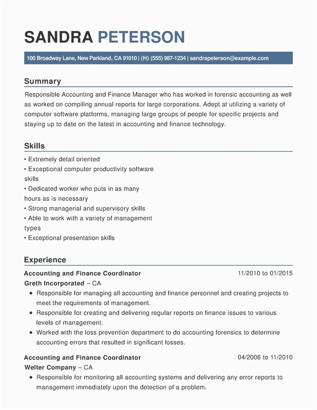 Resume Templates for Accounting and Finance Accounting & Finance Chronological Resumes Samples