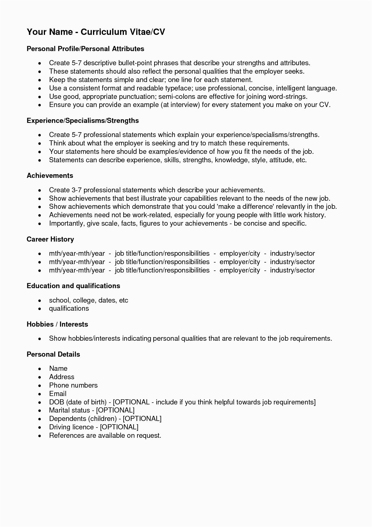 Sample Interests to Put On Resume Cv Examples Hobbies Interest 20 Best Examples Of