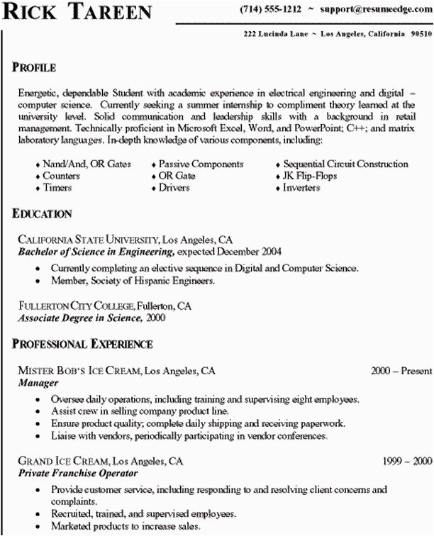 Sample Internship Resume for Computer Science Puter Science Internship Resume