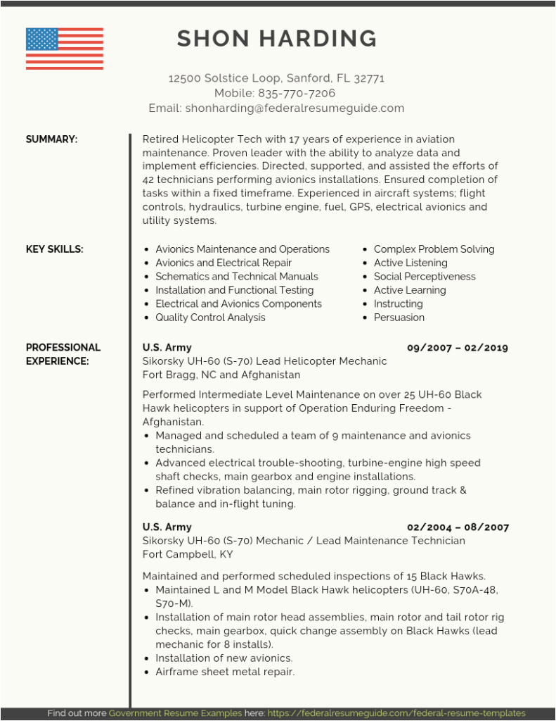 Sample Military to Civilian Transition Resume Military to Civilian Resume Examples Template [pdf