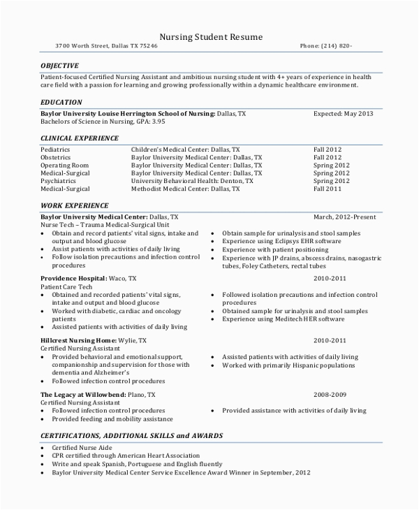 Sample Nursing Resume with Clinical Experience Free 8 Sample Nursing Student Resume Templates In Ms Word