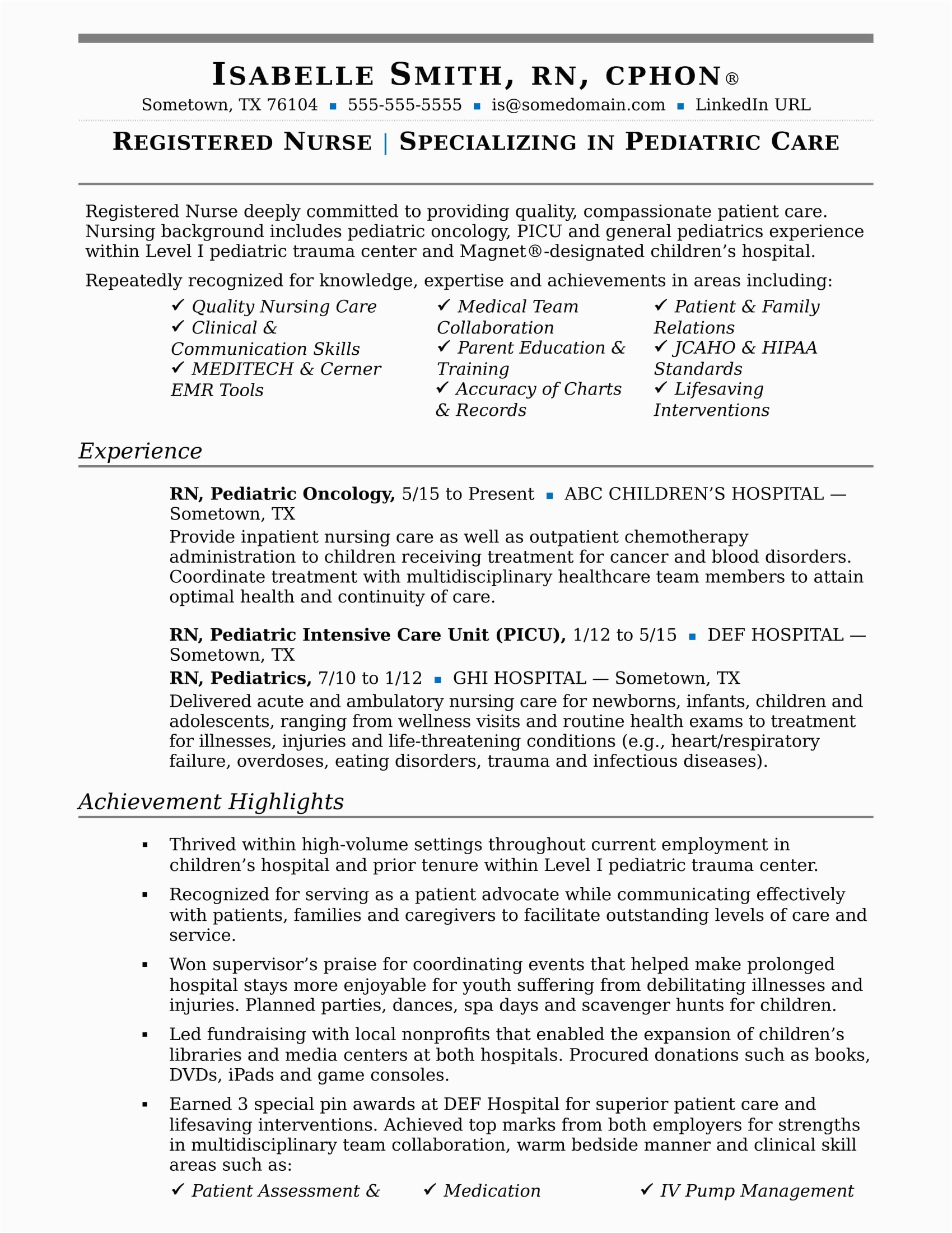 Sample Of A Good Resume for Nurses Nurse Resume Sample